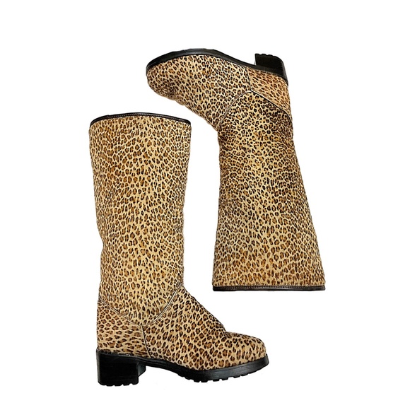 Pajar Tall Calf Hair Leopard Print Boots, Sz 7 - Picture 4 of 15